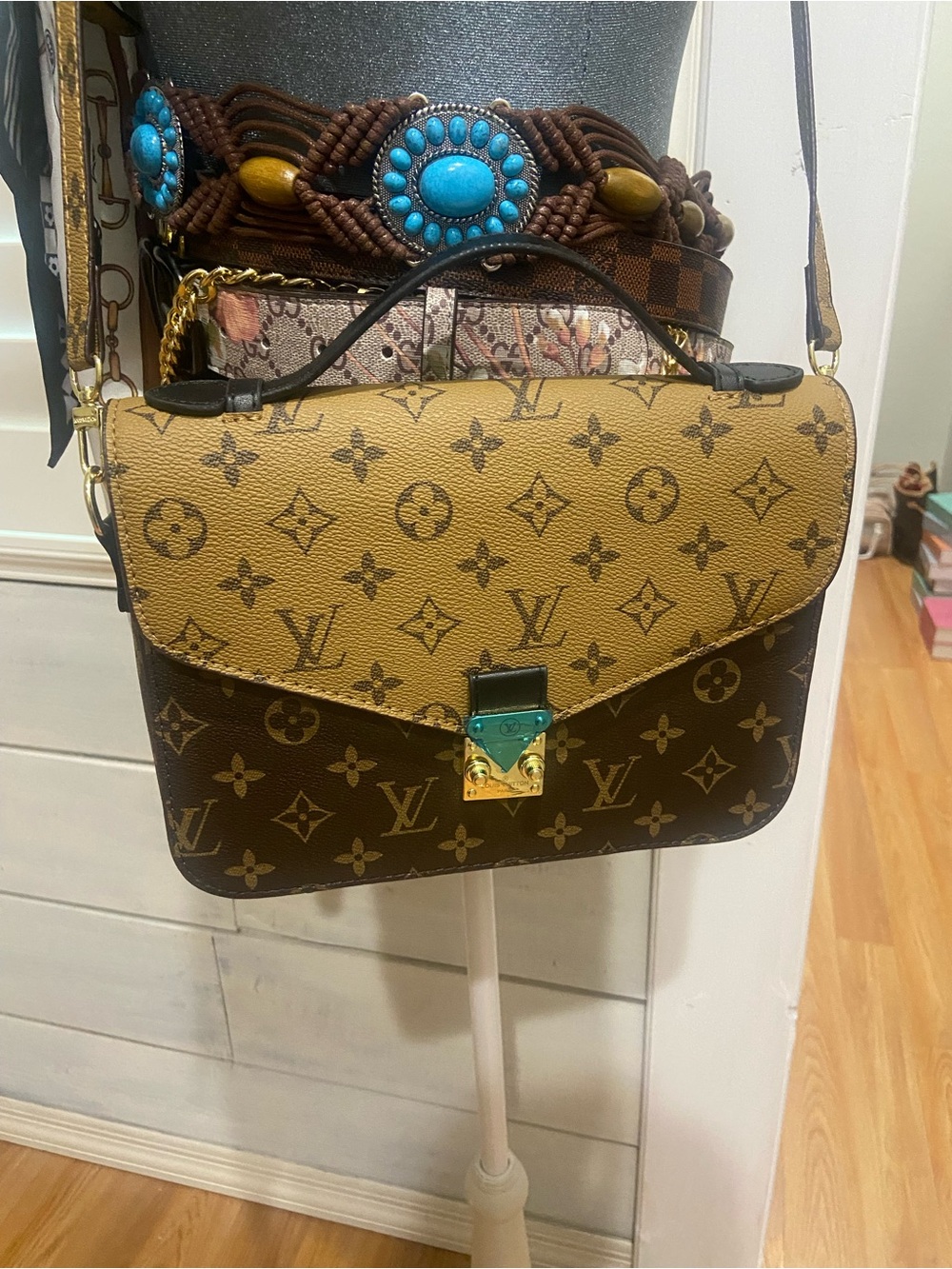 Louis Vuitton Two-Tone Monogram Flap Crossbody in Brown and Tan - Picture 2 of 5